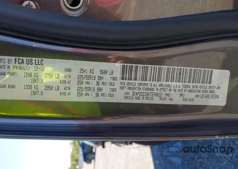 2017 Dodge Journey Gt Awd z USA, uszkodzony, nr VIN 3C4PDDEG9HT570612